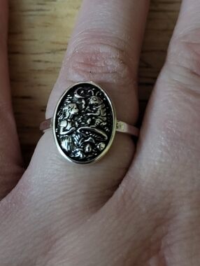 Silver Tone Inspired By Alice In Wonderland Ring  Size 7